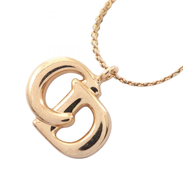 Christian Dior CD Logo Necklace Pendant Gold Plated Used Women