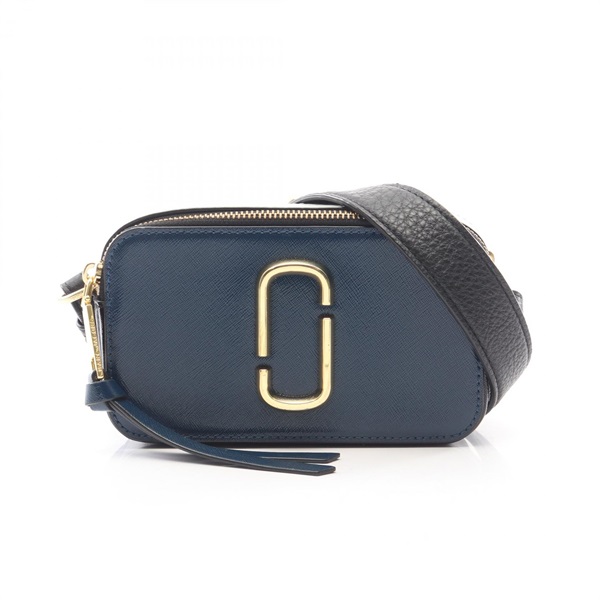 MARC JACOBS SNAPSHOT Shoulder crossbody Bag leather Navy Black Gray Used Women