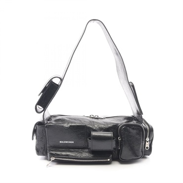 BALENCIAGA Super Busy Shoulder hand Bag 762516 leather Black Used Women
