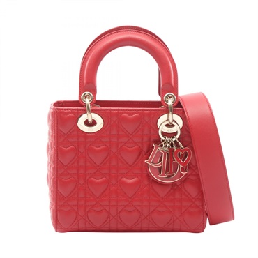 Christian Dior LADY DIOR MY ABCDIOR Small Heart Cannage Handbag M0538ONGN red