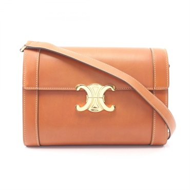 CELINE Triomphe Shoulder crossbody Bag 195263BFN-04LU leather Brown Used Women