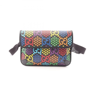 GUCCI GG psychedelic Waist bum belt bag 598113 canvas leather Black Used mens