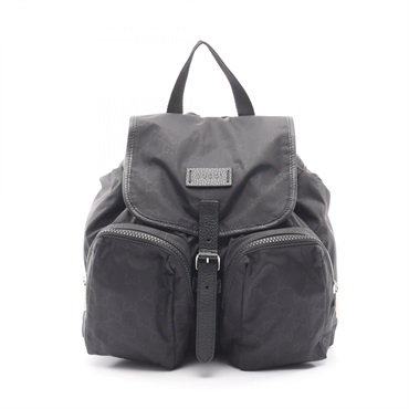 GUCCI GG pattern Rucksack Backpack 510343 Nylon leather Black Used Women