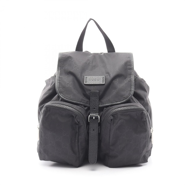 GUCCI GG pattern Rucksack Backpack 510343 Nylon leather Black Used Women