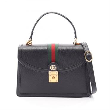 GUCCI Ophidia Top Handle Shoulder Crossbody Handbag 651055 leather Black Used