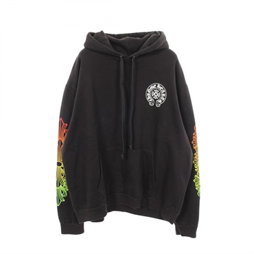 CHROME HEARTS Back Grad Circle Logo Hoodie Sweatshirt #XL cotton Black Used mens
