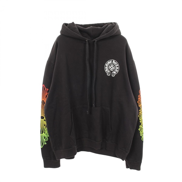CHROME HEARTS Back Grad Circle Logo Hoodie Sweatshirt #XL cotton Black Used mens