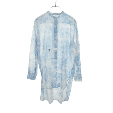 Christian Dior Toile de Jouy Long Shirt Dress 911B54A3802 cotton Blue Used #36