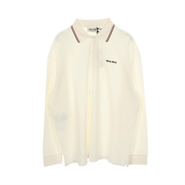 Miu Miu Cotton Pique Long-sleeved Embroidered Logo Polo Shirt cotton Used #M