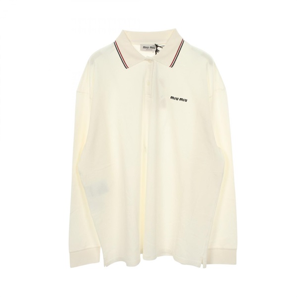 Miu Miu Cotton Pique Long-sleeved Embroidered Logo Polo Shirt cotton Used #M