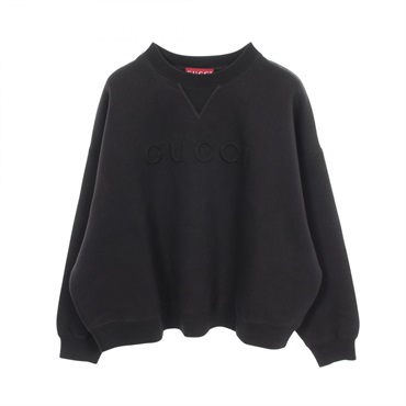 GUCCI Embossed logo Sweatshirt Long sleeved Top cotton Black Used mens size S
