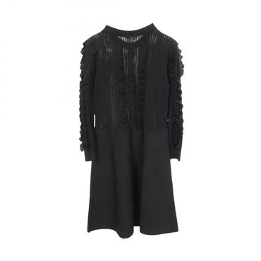 LOUIS VUITTON Frilled Dress long sleeves FHKD06QQK Rayon polyester Used Women