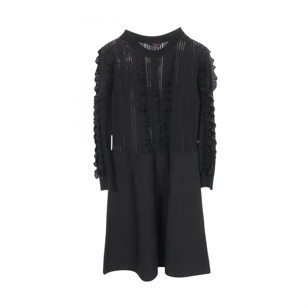 LOUIS VUITTON Frilled Dress long sleeves FHKD06QQK Rayon polyester Used Women
