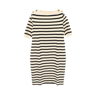 LOUIS VUITTON stripe Dress #M knitwear RW212W FO1 FLKD17 wool nylon Used Women