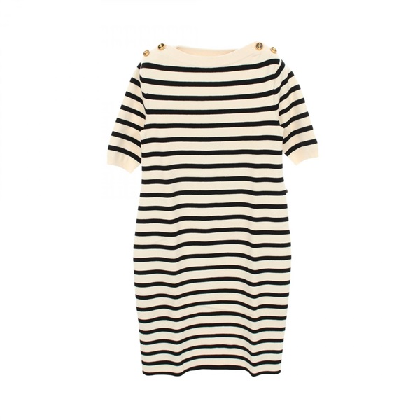 LOUIS VUITTON stripe Dress #M knitwear RW212W FO1 FLKD17 wool nylon Used Women