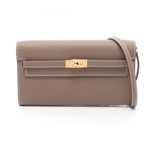 HERMES Kelly to go Shoulder crossbody Bag  K Epsom Etoupe Grey Used GHW