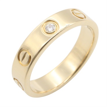 CARTIER Mini Love 1P Diamond Ring 18KYG Yellow Gold Used women US size 4.5 #48