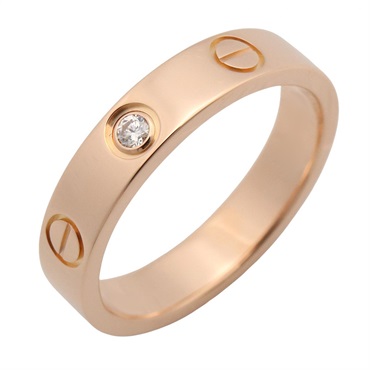 CARTIER Mini Love Diamond Ring 18KPG Pink Rose Gold Used unisex US size 4.75 #49