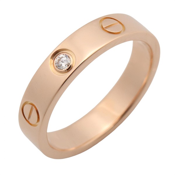 CARTIER Mini Love Diamond Ring 18KPG Pink Rose Gold Used unisex US size 4.75 #49