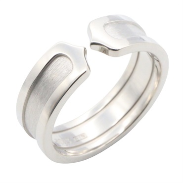 CARTIER C2 Ring 18KWG White Gold Used women US size 7.75 #57
