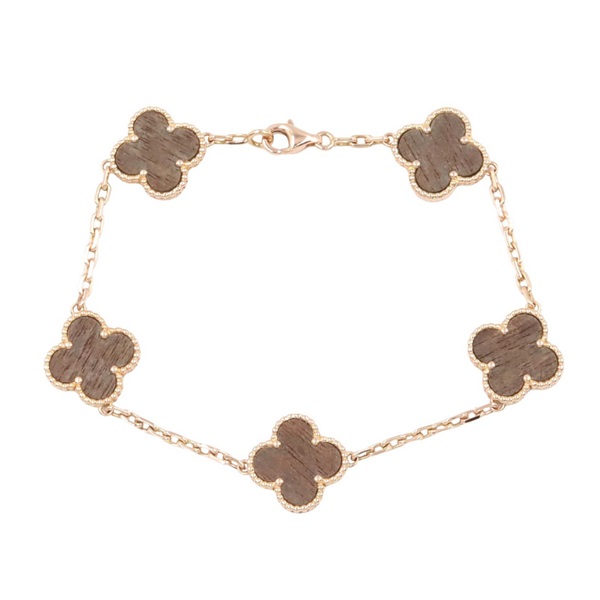 Van Cleef & Arpels Vintage Alhambra 5-Motif Letterwood Bracelet 18KRG Gold Women