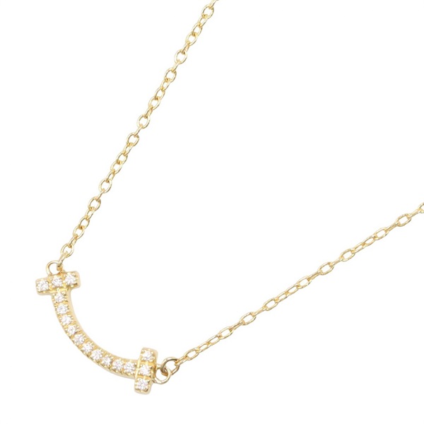 TIFFANY＆CO T Smile Mini Diamond Necklace 18KYG Yellow Gold Used women pendant