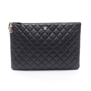 CHANEL Matelasse Business Clutch Bag Case A82416 Lamb leather Black GHW Used CC