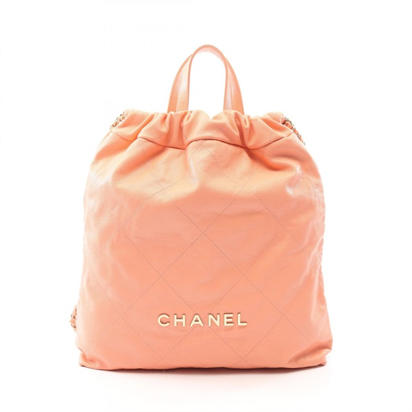 CHANEL Chanel 22 Large Chain Rucksack Backpack AS3313 leather Orange GHW Used