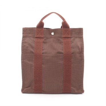 HERMES Herline Ad MM Rucksack Backpack 100952M Nylon canvas Brown Used SHW