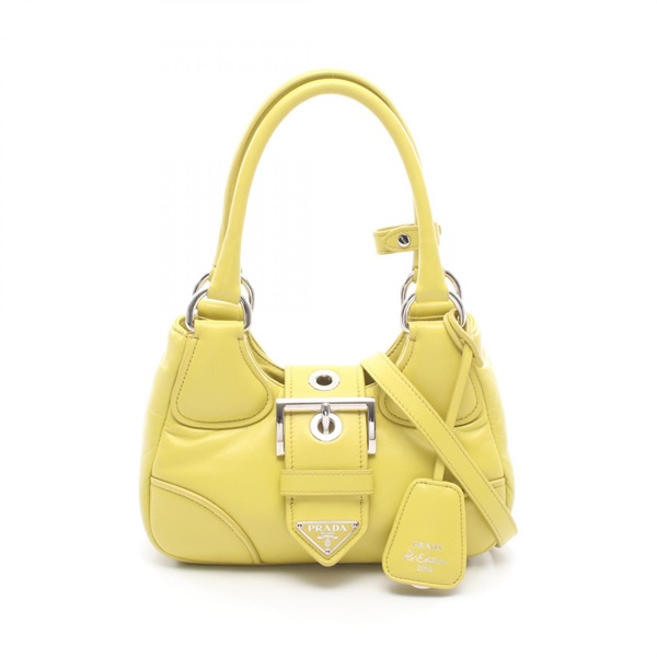 PRADA MOON Shoulder Crossbody Handbag 1BA381 leather Yellow Used Women