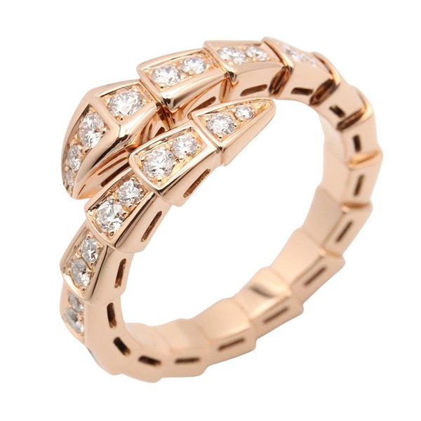 BVLGARI Serpenti Viper Diamond Ring 18KPG Pink Rose Gold Used women US size 6.75