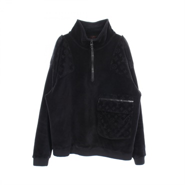 LOUIS VUITTON Monogram embossed half-zip jacket RM191 JZA HGY82W cotton Black #L