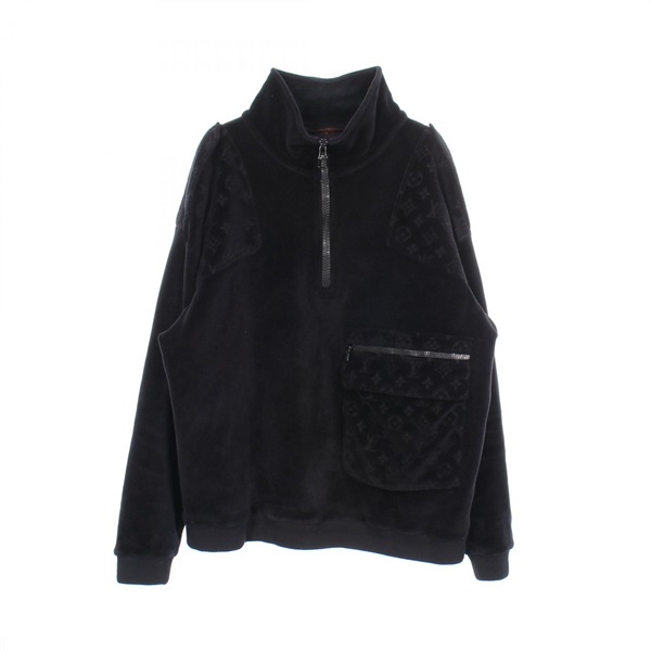 LOUIS VUITTON Monogram embossed half-zip jacket RM191 JZA HGY82W cotton Black #L