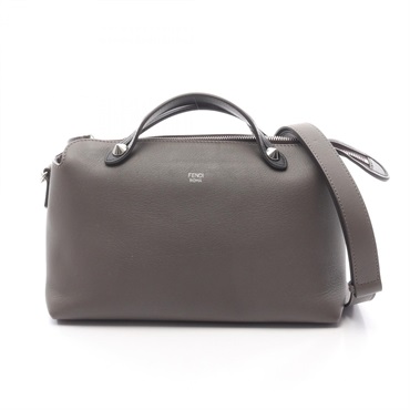 FENDI BY THE WAY MEDIUM Shoulder Crossbody Handbag leather Gray Black Used Women