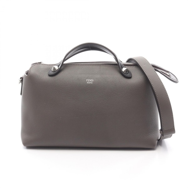 FENDI BY THE WAY MEDIUM Shoulder Crossbody Handbag leather Gray Black Used Women