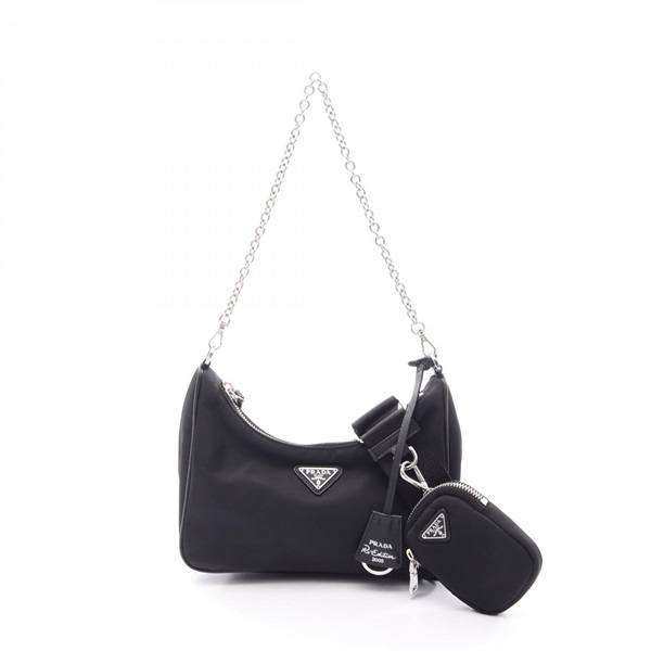 PRADA Re-Edition 2005 Shoulder Handbag 1BH204 Nylon Saffiano leather Black Used