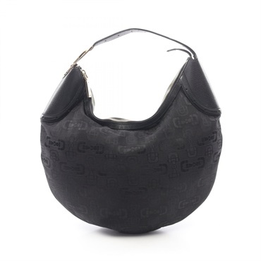 GUCCI Horsebit Shoulder Handbag 145764 canvas leather Black Used Women