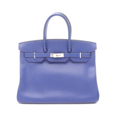 HERMES Birkin 35 Handbag Epsom leather Blue electric SHW Used Women R