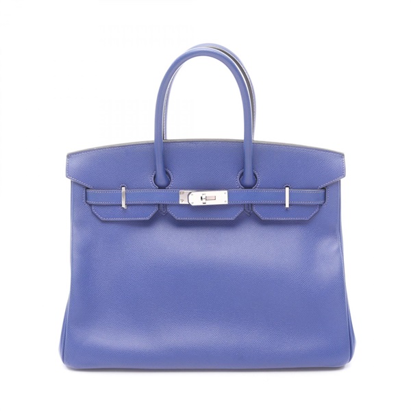HERMES Birkin 35 Handbag Epsom leather Blue electric SHW Used Women R