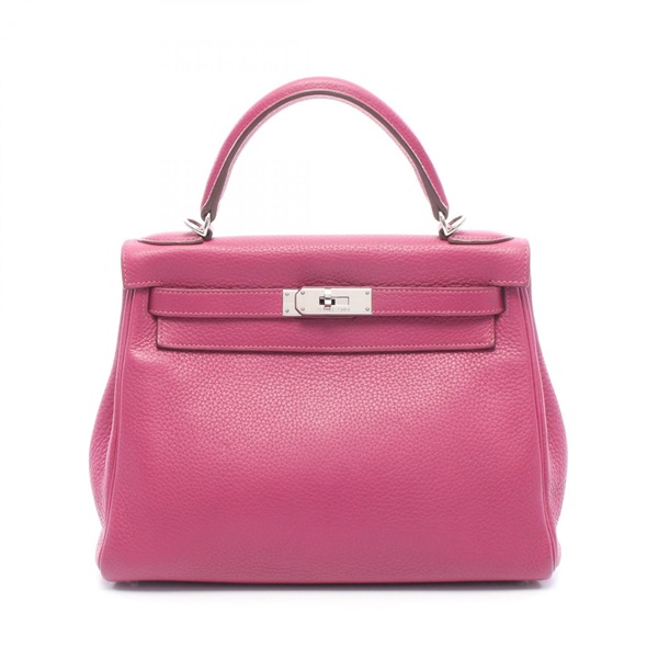 HERMES Kelly 28 Shoulder Handbag Clemence leather Purple Tosca Used Women P SHW