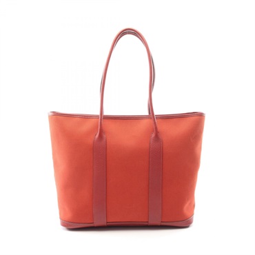 MES Garden Zip MM Tote Shoulder Bag Negonda leather canvas Rouge Garance SHW M