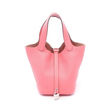 HERMES Picotin Lock PM tote Handbag Y Taurillon Clemence Rose azalee Used SHW
