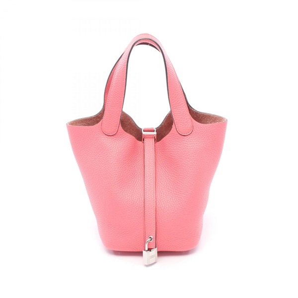 HERMES Picotin Lock PM tote Handbag Y Taurillon Clemence Rose azalee Used SHW