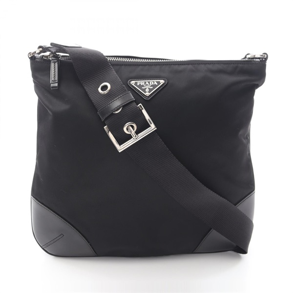 PRADA TESSUTO LIGHT Shoulder Crossbody Bag BT0326 Nylon leather Black Used Women