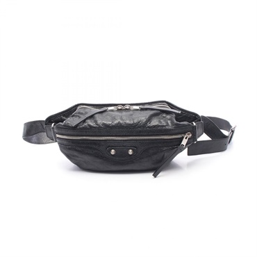 BALENCIAGA Classic Neolift Waist Belt Bum bag leather Black Used unisex