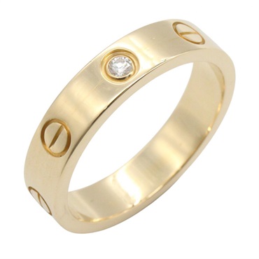 CARTIER Mini Love 1P Diamond Ring 18KYG Yellow Gold Used women US size 5.5 #51