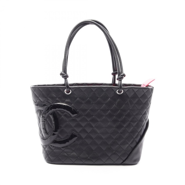 CHANEL Cambon Line Large Tote shoulder Bag A25169 Patent leather Black Used SHW