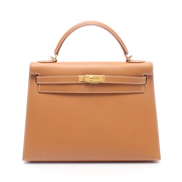 HERMES Kelly 32 Shoulder Handbag Chamonix leather Brown Natural Used Women D GHW