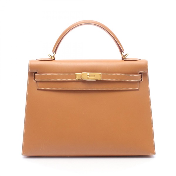 HERMES Kelly 32 Shoulder Handbag Chamonix leather Brown Natural Used Women D GHW