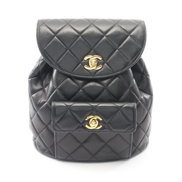 CHANEL Matelasse Rucksack Backpack A10177 Lambskin leather Black GHW Used Women